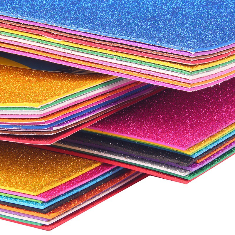 2Mm Thick A4 With Gold Powder Eva Sheet Material Flashing Light Foam Paper Kindergarten Handmade Sponge Paper details Picture