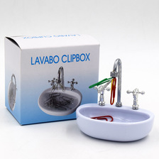KAFKA创意实用办公用品 洗手池水槽回形针收纳盆 回形针座