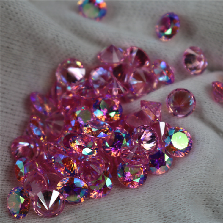 Round Spot Pink Ab Color Zircon Necklace Inset Accessories Imitation Diamond Bare Stone Diy Accessories Wholesale Application Scenario