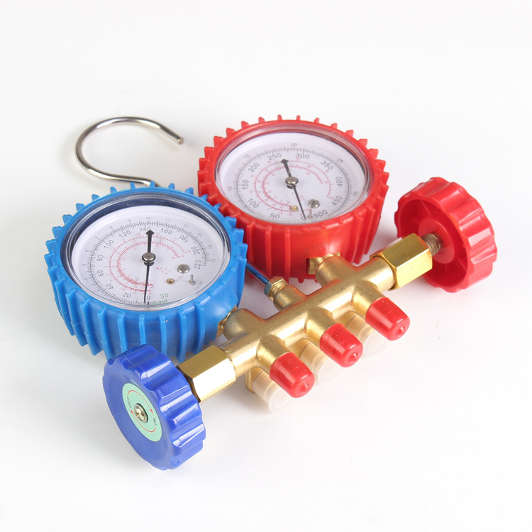 Yulu refrigerant oil-filled pressure gauge, high-precision shock-resistant 134a refrigeration gauge, radial combination refrigerant sleeve gauge wholesale