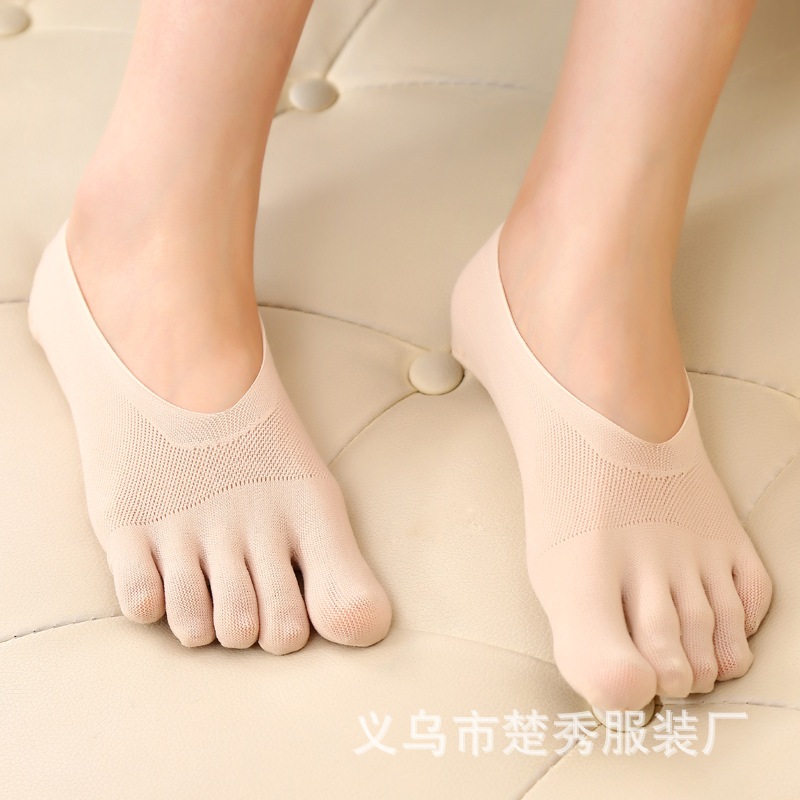 瑜伽五指丝袜日系镂空女士夏季冰丝透气超薄硅胶防滑女士短袜船袜