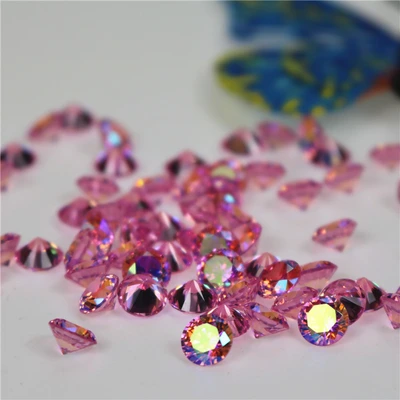 Round Spot Pink Ab Color Zircon Necklace Inset Accessories Imitation Diamond Bare Stone Diy Accessories Wholesale