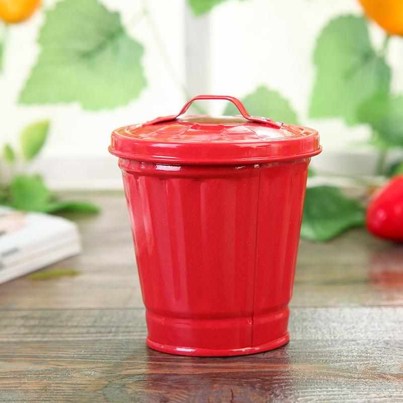 厂家批发可爱型垃圾桶创意有盖客厅卧室桌上拉圾桶储存罐花器花盆详情图3