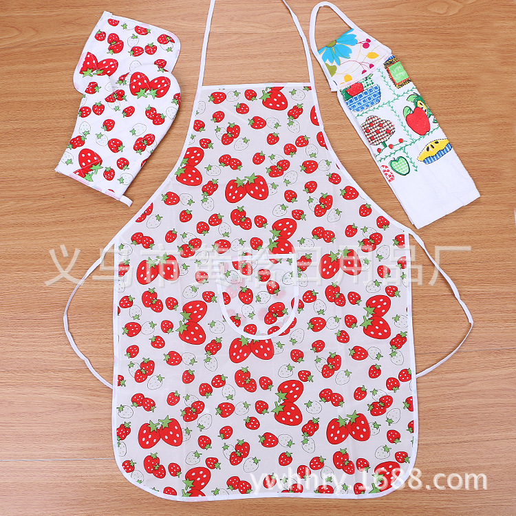 【LOVELY HOME】【持嘉】赠品用涤纶印花厨用微波炉手套 隔热垫 围裙  擦手巾四件套