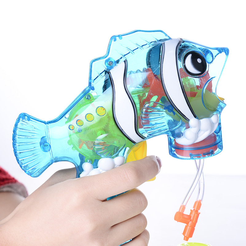 Cross-Border Children's Electric Luminous Sea Fish Bubble Gun Automatic Ring Foreign Trade Anti-Fall Children's Stall Hot Toys