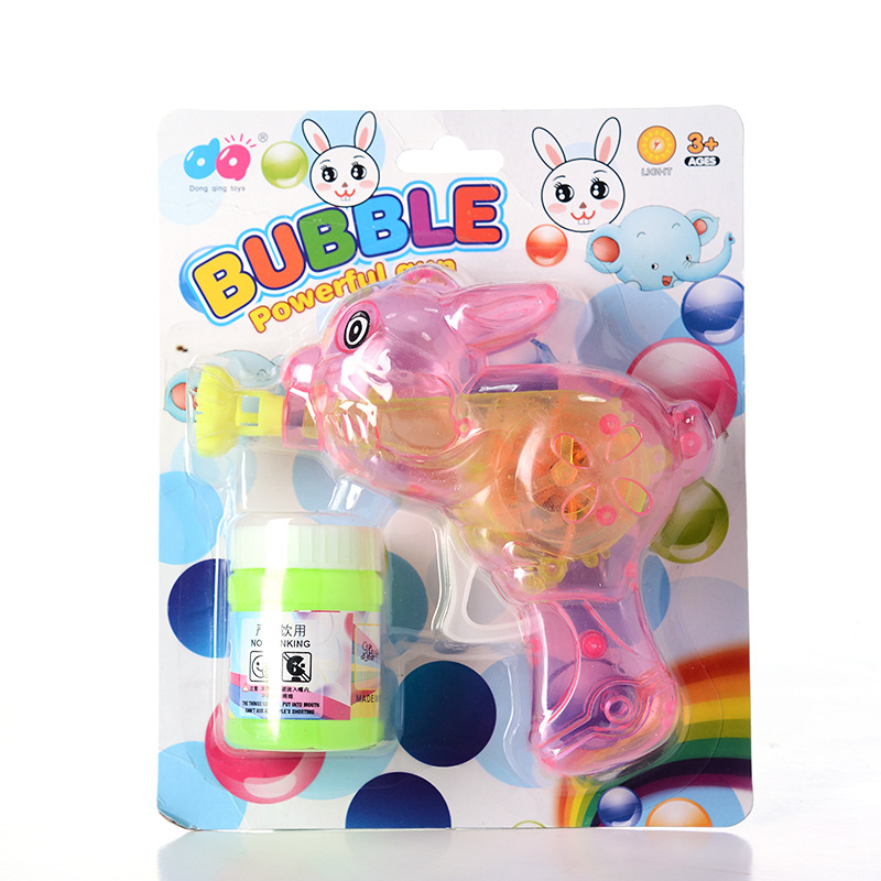 Cross-Border Stalls Night Market Supply Children Holding Cute Rabbit Transparent Light Bubble Gun Summer Outdoor Toys Item Picture