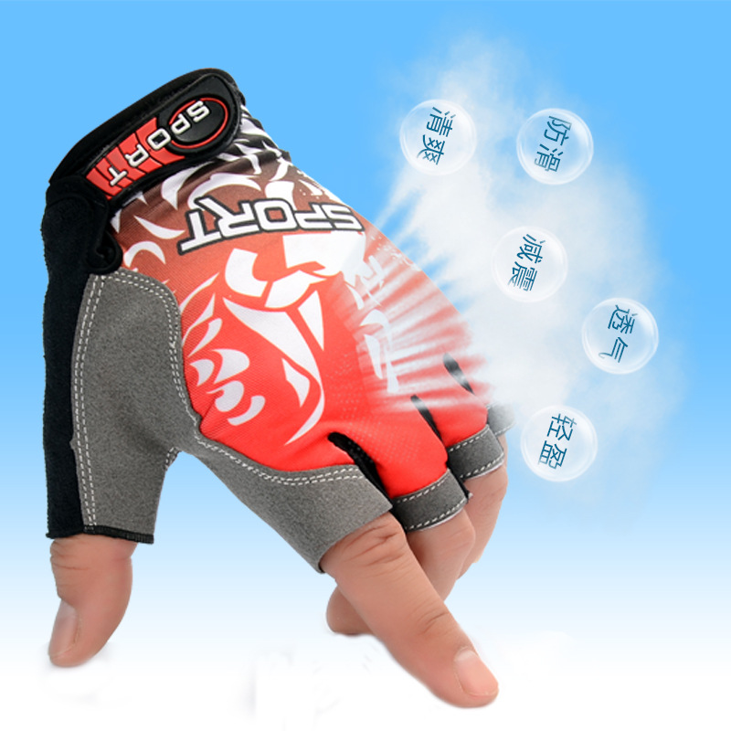 Cycling Half-Finger Gloves Fitness Tactics Outdoor Mountaineering Fishing Gloves Non-Slip Heat Transfer Print Advertising Logo Specification drawing