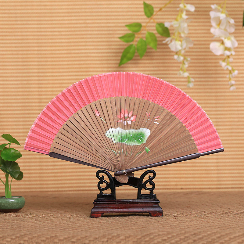 头青喷绘扇/折扇/女扇细节图