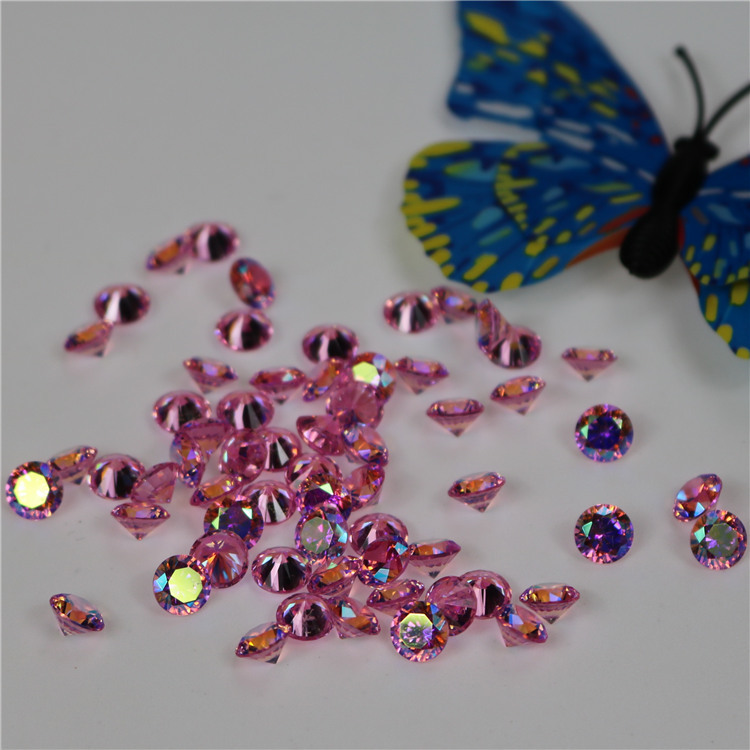 Round Spot Pink Ab Color Zircon Necklace Inset Accessories Imitation Diamond Bare Stone Diy Accessories Wholesale details Picture