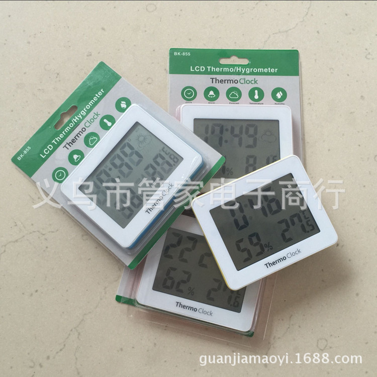 电子温湿度计 家用室内温度计 温湿度表 农历闹钟支架磁铁 BK855详情图5