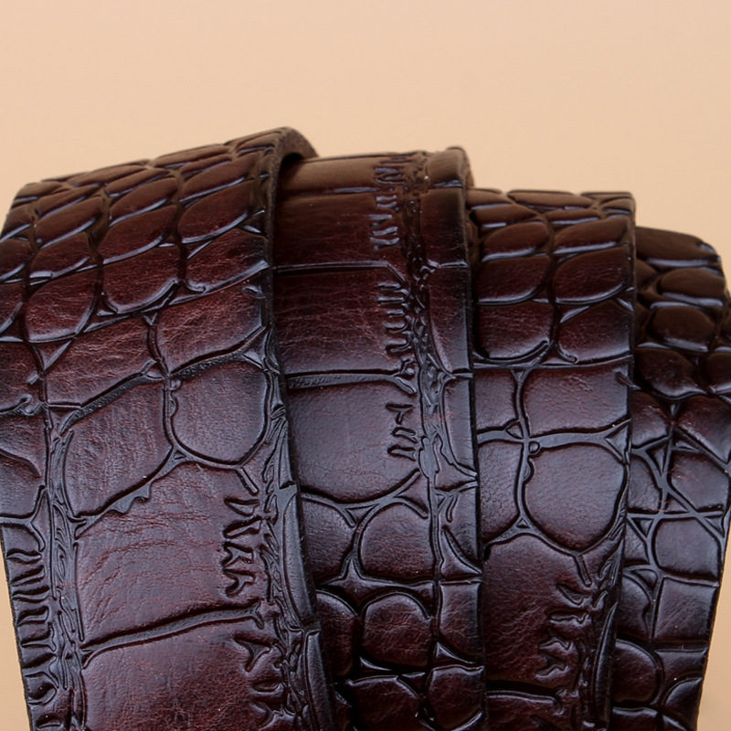 Leather Belt Leather Crocodile Print Business Casual Korean Fashion With Formal Needle Buckle Waist Lead Layer Leather Belt Item Picture