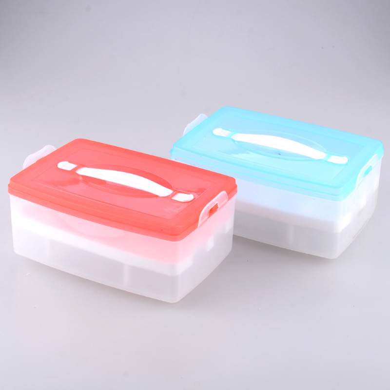 Double egg storage box with lid Kitchen crisper oblong refrigerated food portable storage box Egg holder full figure