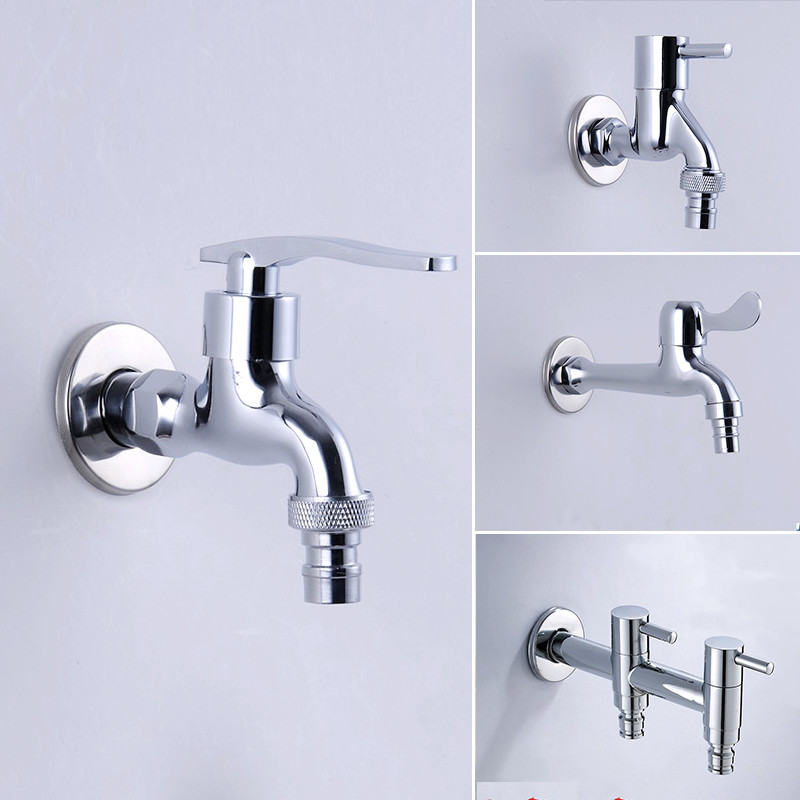 Huafeng Sanitary Ware's all-copper washing machine faucet, mop, sink, single-cooling, extended, one-in and two-out faucet, electroplated small faucet