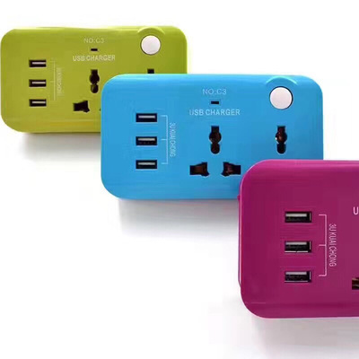 C3 3USB converter, 9-hole European and English wall plug with independent switch details Picture