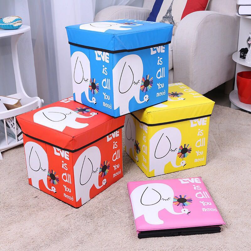 Creative Cartoon Multi-Functional Storage Stool Cloth Shoe Change Stool Foldable Household Storage Box Car Storage Stool details Picture