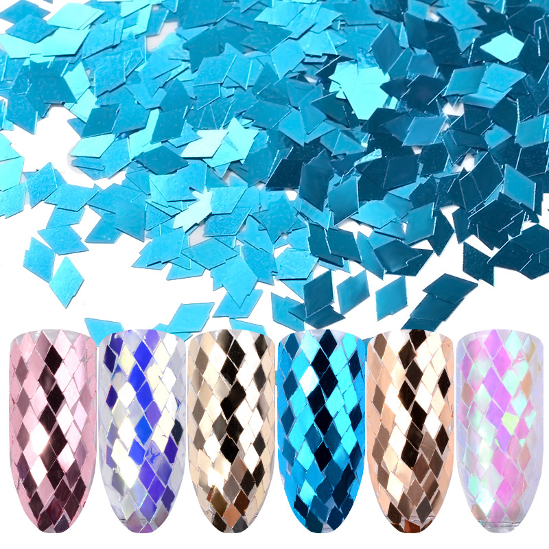 Nail Rhomboid glitter Set with Laser Glitter Nail Powder 6 sets of DIY Phototherapy nail accessories