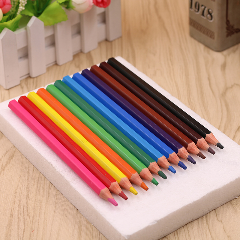厂家直销彩色粗杆直径1cm卡通版 定制儿童通用易上色12色彩色铅笔详情图3