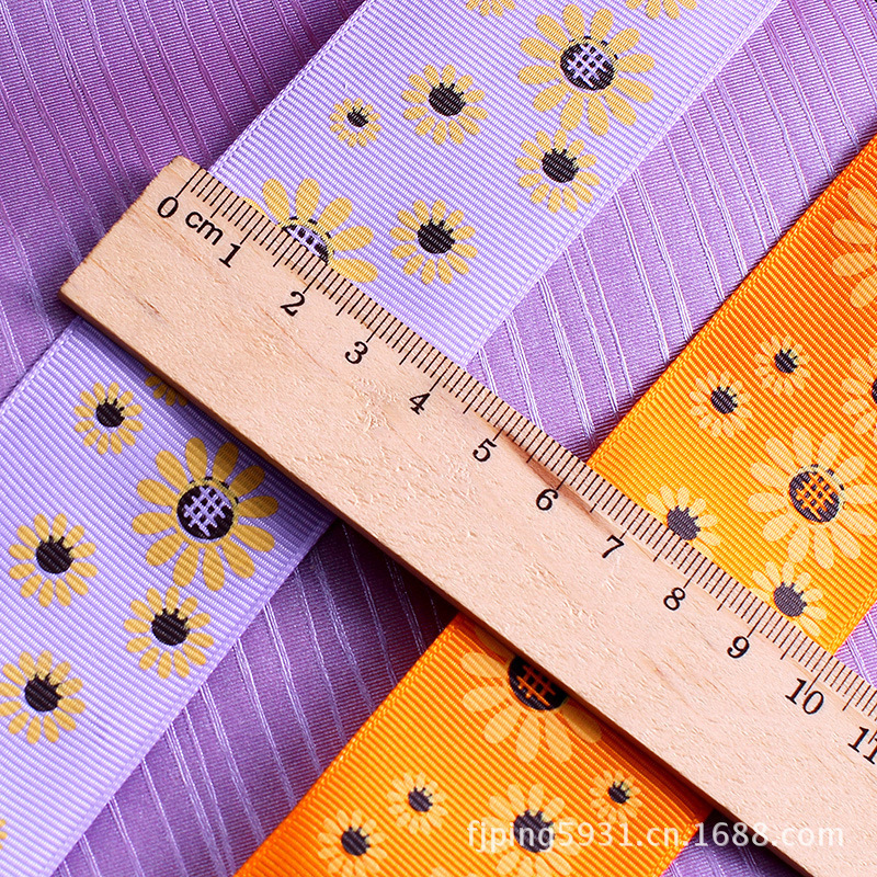 Printed Polyester Ribbon Color Braid Ribbon Multi-Color Small Flower Print Plain Ribbon Diy Handmade Headwear Decorative Ribbon details Picture