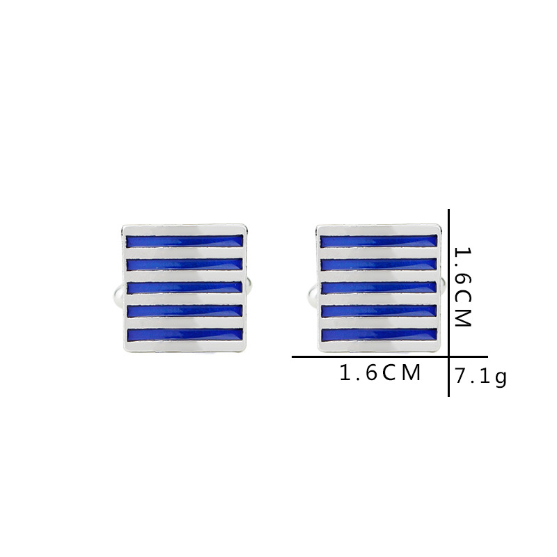 European and American accessories French cufflinks cuff nails silver blue stripe cufflinks business men's shirt accessories manufacturers supply Item Picture