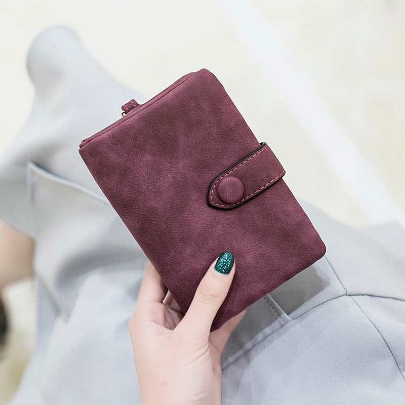 Printed Leather Goods * Frosted Purse For Women Short Korean Student Small Fresh And Cute Three Fold Multi-Card Women's Money Clip details Picture