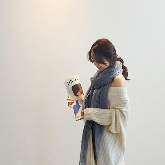 Japan Foreign Trade Original Single Art Fan Pure Color Super Soft Balinese Cotton And Hemp Scarf Female Summer Sun Protection Beach Towel Female details Picture