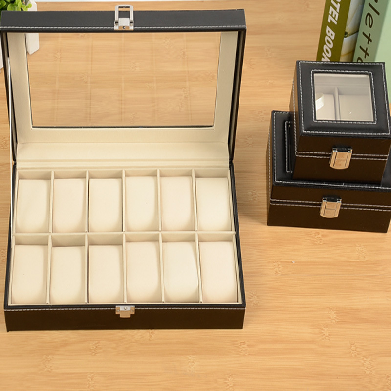 Spot Wholesale 12-Bit Watch Box Watch Storage Box Watch Packaging Box Leather Box Multi-Functional Storage Box Application Scenario