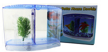 斗鱼缸迷你塑料隔离水族箱观赏鱼双格生态金鱼缸宠物饲养盒