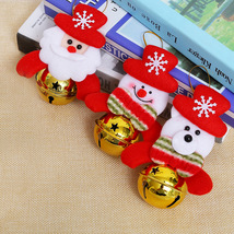 圣诞礼品铃铛挂件 圣诞老人雪人小鹿公仔抱铃挂饰 圣诞树装饰用品