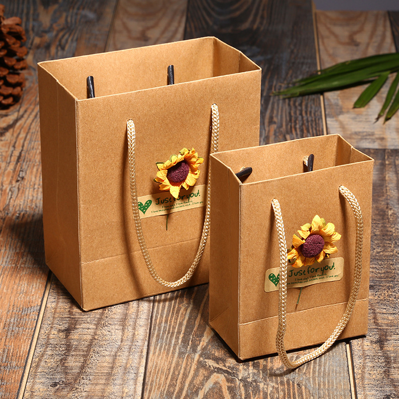 Kraft Paper Jewelry Box Sunflower Decal Cover Jewelry Box Hand Bag Set Gift Box Wholesale Specification drawing
