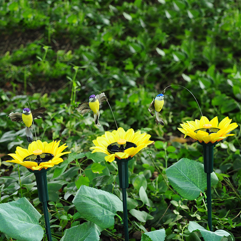 Home Decor Car Decoration Solar Simulation Sunflower Resin Crafts Decoration Simulation Hummingbird Application Scenario