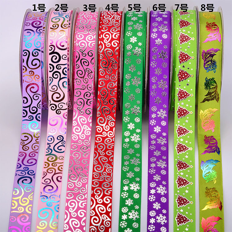 Factory Direct Sales Yiwu Yuchen 8 Points Ribbon Diy Color Printing Ribbon Hot Gold Silver Thread With 25Mm