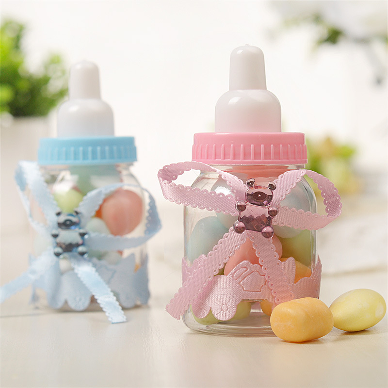 创意奶瓶透明塑料喜糖盒 欧式baby shower宝宝周岁满月糖果包装盒详情图3
