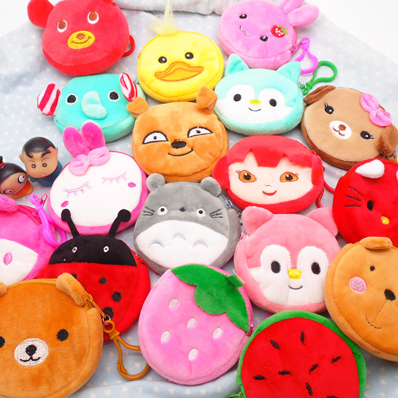 创意零钱包/钥匙包加厚半圆形手拿包卡通毛绒玩具硬币包礼品