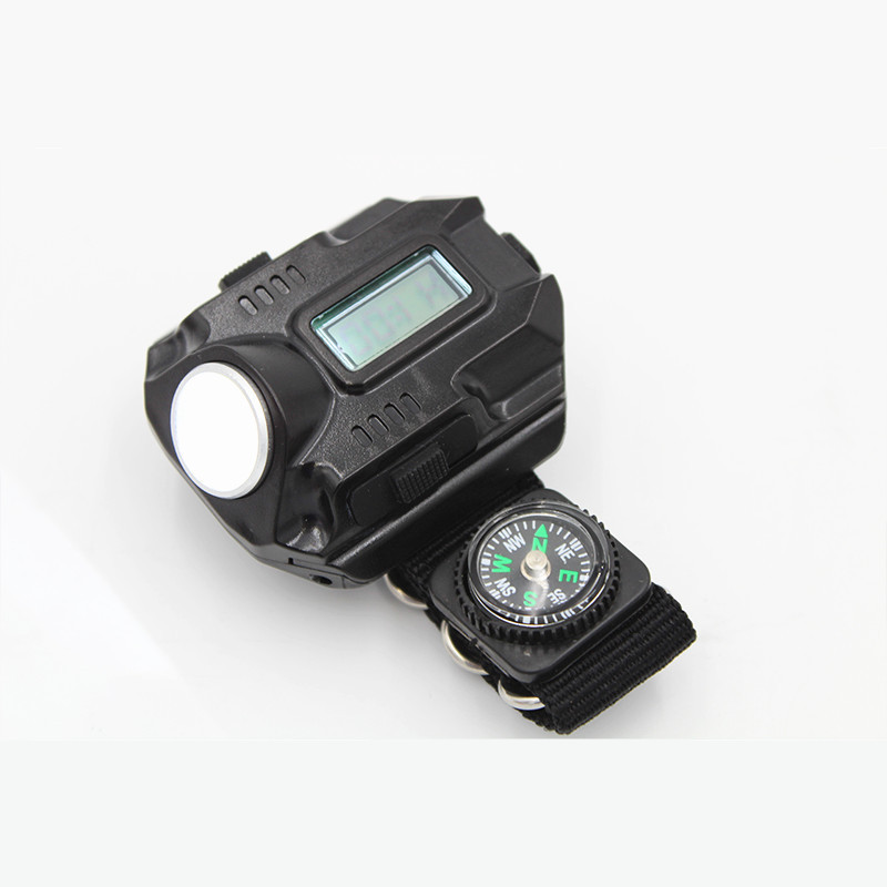 Mini waterproof Q5LED Wrist light Multi-function USB charging wrist flashlight Watch compass