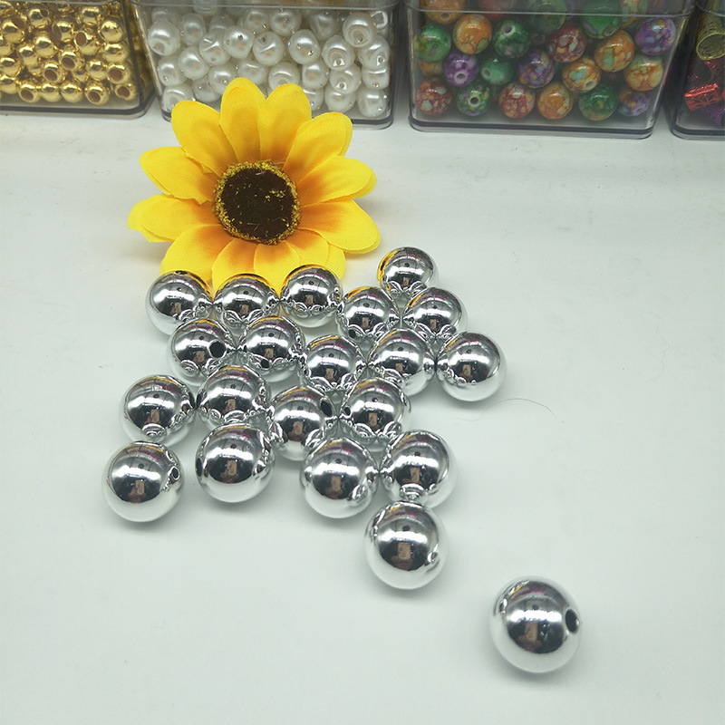 Round half-hole beads, gold and silver, teapot lid bead head decoration, rubber band ring accessories, hand-strung beads, acrylic details Picture