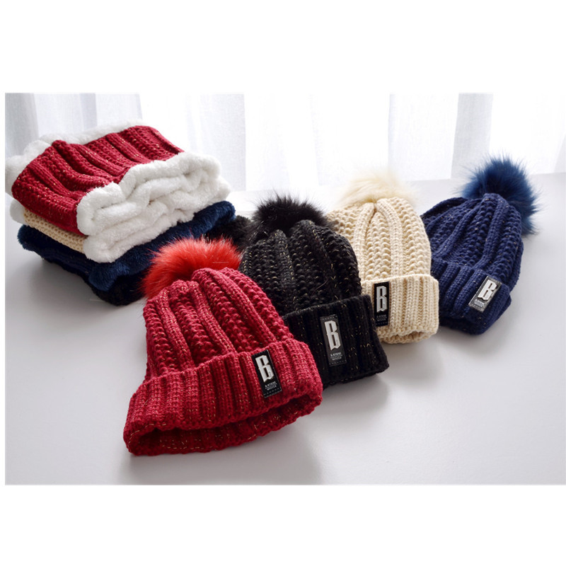 Outdoor Winter Wool Thickened Woolen Hat Warm Ear Hair Ball Hat Bib Knitted Hat Set Manufacturers Wholesale Item Picture