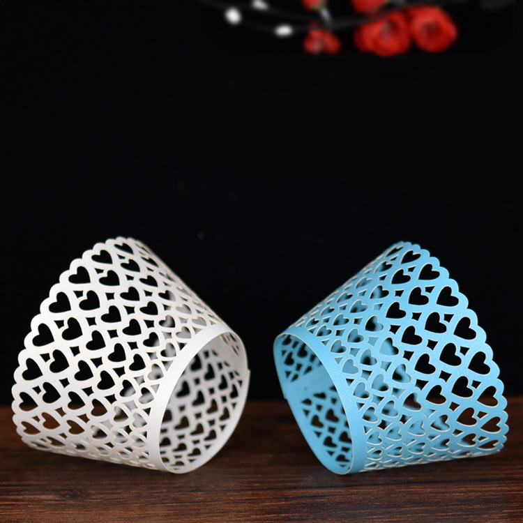 Cupcake Rim Creative Hollow Love Wedding Cake Tray Laser Cake Cup Baking Cup Manufacturers Wholesale Application Scenario
