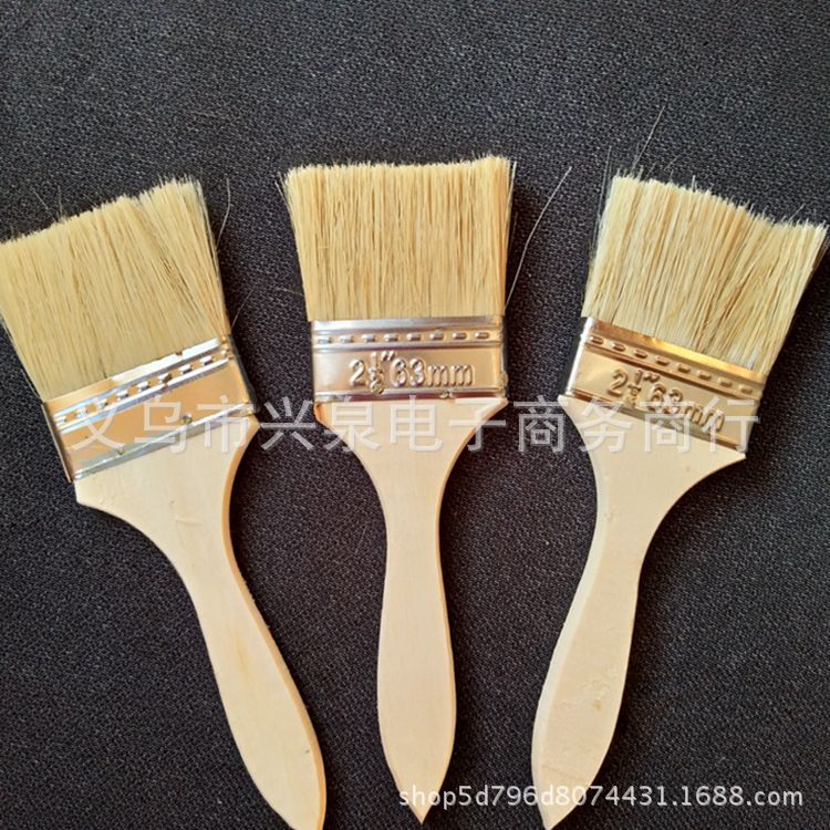【 Outside 】【 2.5-inch wooden handle paint Brush 】5 per bundle 800 per box, one yuan store paint brush, oil brush, brown bristle brush, nylon brush, barbecue brush, one yuan wholesale Application Scenario