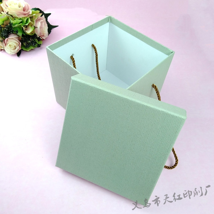 New Solid Color Square Three-Piece Gift Box Hand Gift Box Handle Lid Paper Box Wholesale Item Picture