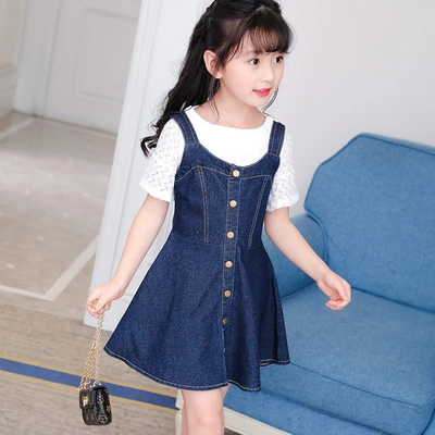 Foreign Trade Korean Version Of Children's Skirt Girls Summer Supply Cuhk Children Children Cowboy Strap Dress Children Wear A Hair