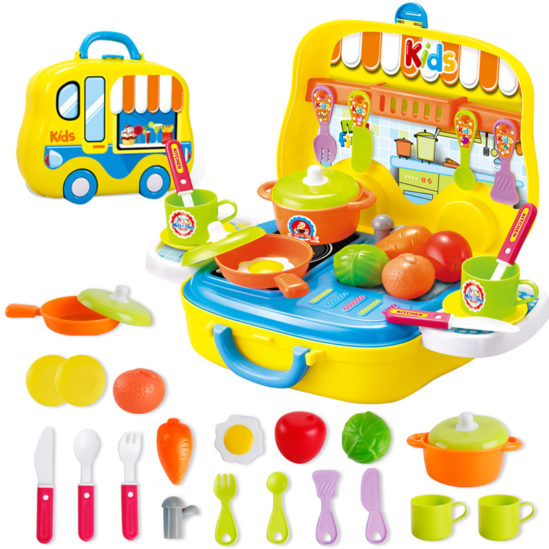 New Kitchen Play House toys, 25 types of kitchen play House portable suitcases details Picture
