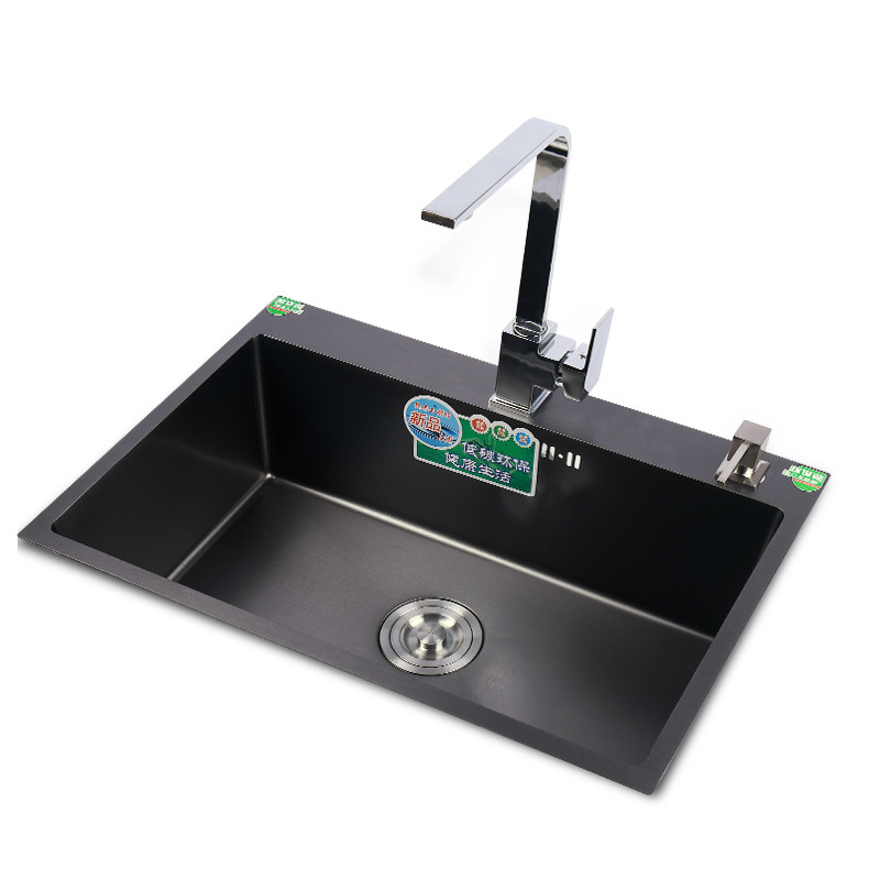 Nano Sink Black Large Single Tank 304 Stainless Steel Thickened Under The Basin Kitchen Hand Washing Basin Set Household