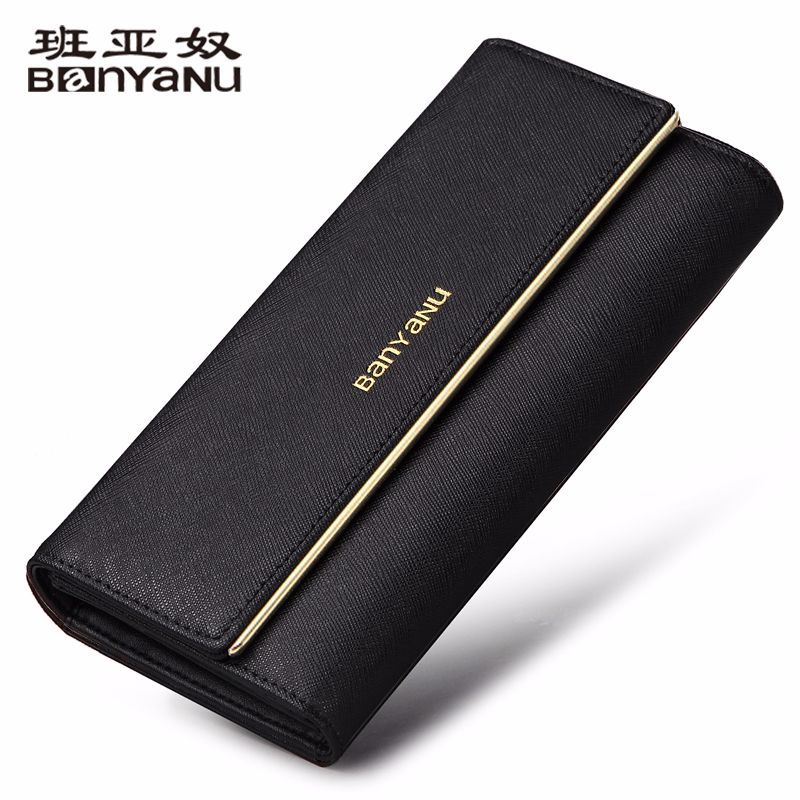 Factory Direct Sales Banyanu New Leather Long Women's Purse Large Capacity Female Hand Bag Three Fold Money Clip Wholesale full figure