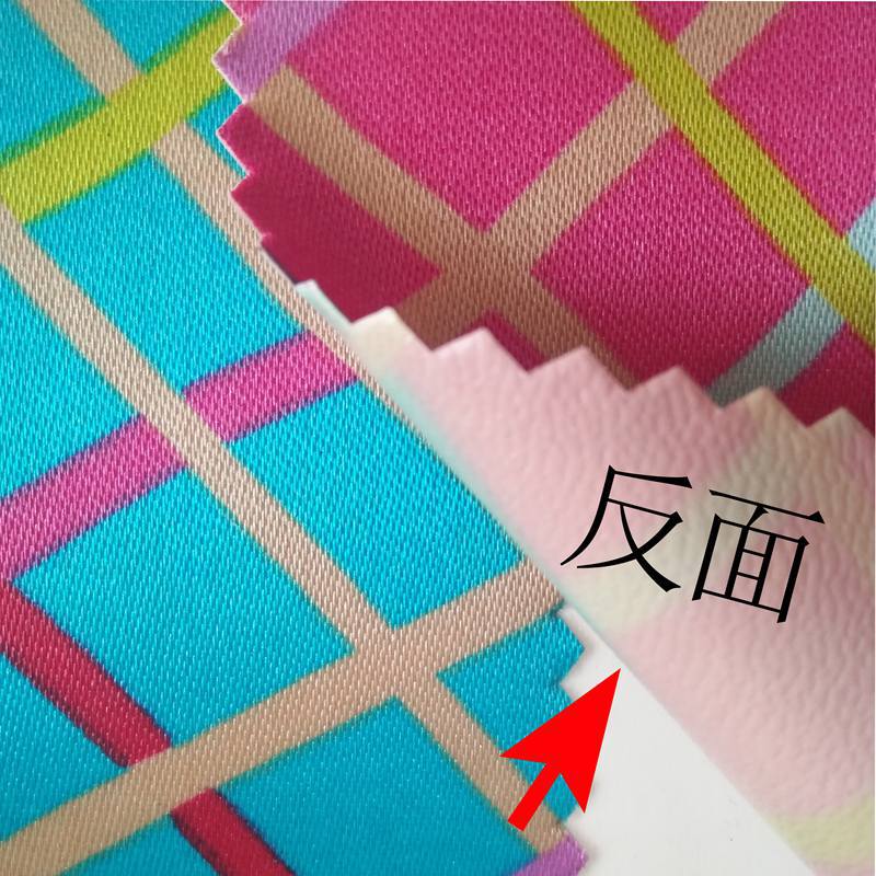 色丁印花彩色格子布印花发泡印花面料发泡pvc涂层详情图3