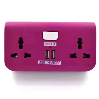 ج 1 مقبس سياحي محول مفاتيح مفاتيح مستقلة وشحن هواتف 2USB Specification image