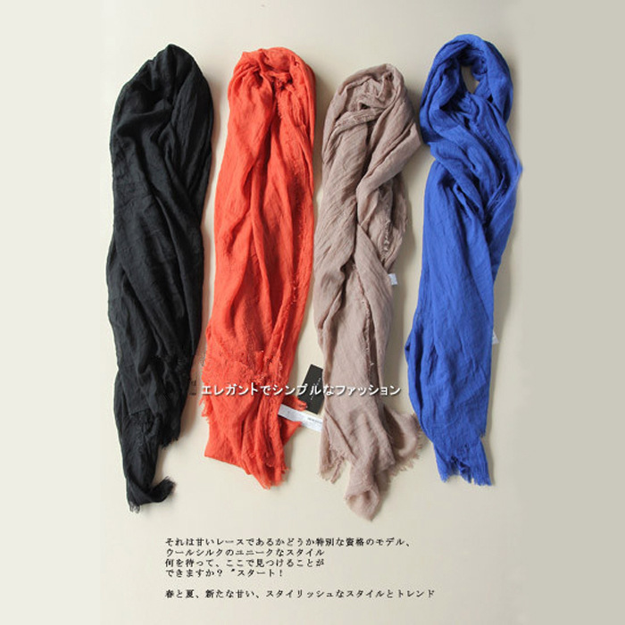 Japan Foreign Trade Original Single Art Fan Pure Color Super Soft Balinese Cotton And Hemp Scarf Female Summer Sun Protection Beach Towel Female