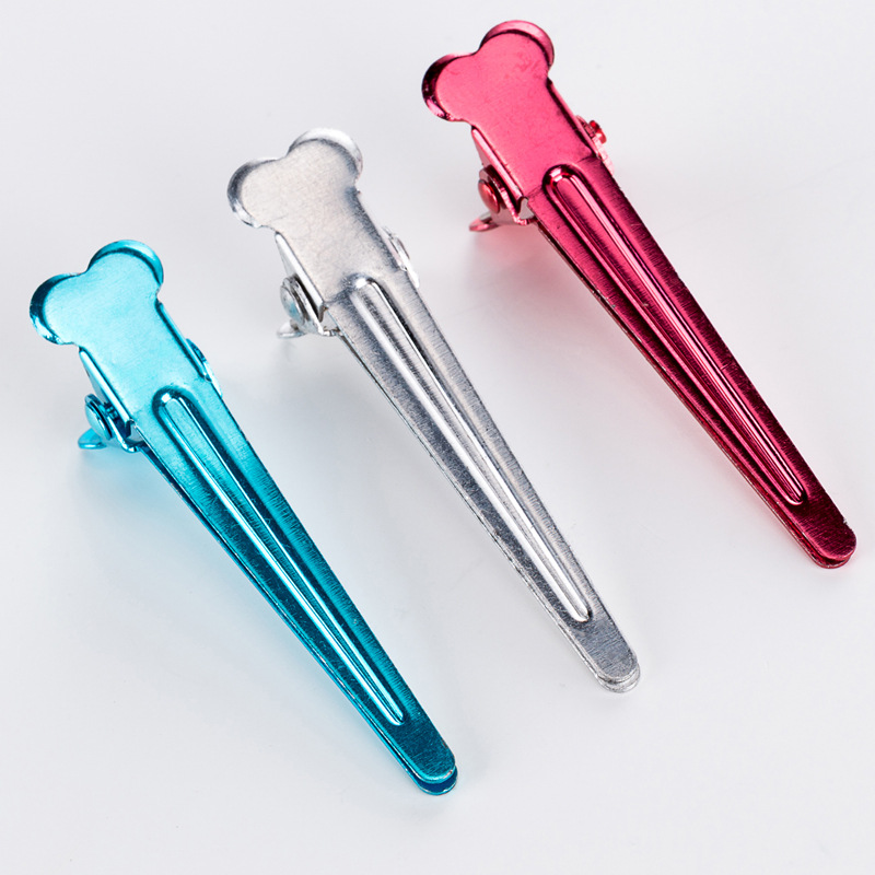 Electroplated small aluminum clips, crocodile beast flat mouth clips, zoned flat pointed mouth clips, hair clippers and blow-drying clips, beauty tools shanilak