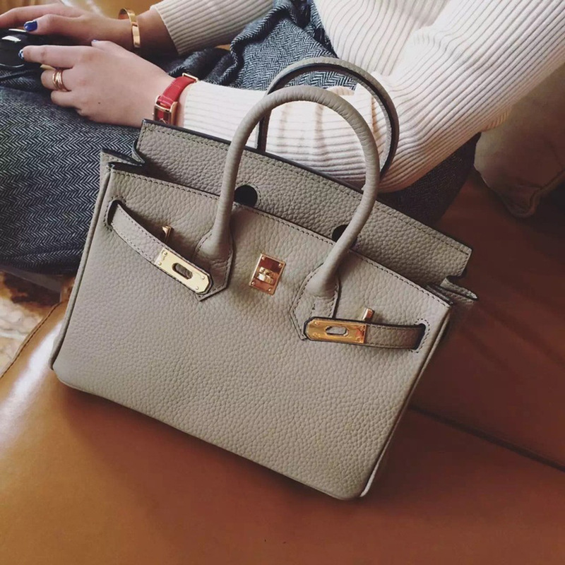 Fashion Bag Women's New Lychee Grain Head Layer Leather Birkin Bag Leather Women's Bag Single Shoulder Women's Hand Diagonal Bag Specification drawing