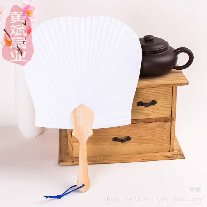 New Pure White Double-Sided Blank Paper Fan Diy Hand-Painted Fan Korea Thousand Birds Japanese Group Fan Palace Fan Wholesale Processing Specification drawing