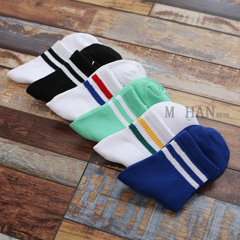 Classic Two Bars Mid-Tube Socks Casual College Socks Men's Cotton Autumn And Winter Cotton Socks Spot Wholesale Item Picture